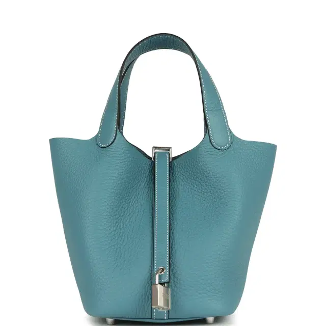 Hermes Picotin Lock 18 Blue Jean Clemence Palladium Hardware Hermes Picotin Lock 18 Blue Jean Clemence Palladium Hardware