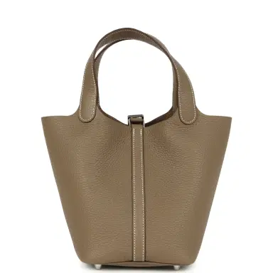 HERMÈS Hermes Picotin Lock 18 Etoupe Clemence Palladium Hardware | Thumbnail 4 HERMÈS Hermes Picotin Lock 18 Etoupe Clemence Palladium Hardware | Thumbnail 4