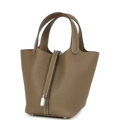 HERMÈS Hermes Picotin Lock 18 Etoupe Clemence Palladium Hardware | Thumbnail 5 HERMÈS Hermes Picotin Lock 18 Etoupe Clemence Palladium Hardware | Thumbnail 5