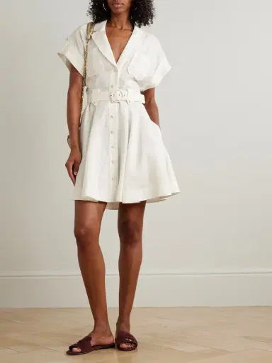 Zimmermann Awaken Belted Linen Mini Shirt Dress | Thumbnail 2 Zimmermann Awaken Belted Linen Mini Shirt Dress | Thumbnail 2