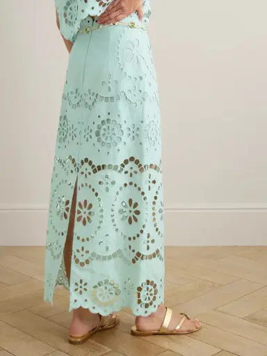 Zimmermann Awaken Belted Broderie Anglaise Linen Midi Skirt | Thumbnail 4 Zimmermann Awaken Belted Broderie Anglaise Linen Midi Skirt | Thumbnail 4