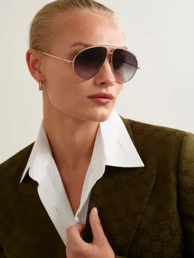 Gucci Eyewear Fashion Show Aviator-style Gold-tone Sunglasses | Thumbnail 2 Gucci Eyewear Fashion Show Aviator-style Gold-tone Sunglasses | Thumbnail 2