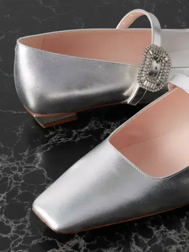 Roger Vivier Belle Vivier 25 Crystal-embellished Metallic Leather Mary Jane Ballet Flats | Thumbnail 4 Roger Vivier Belle Vivier 25 Crystal-embellished Metallic Leather Mary Jane Ballet Flats | Thumbnail 4