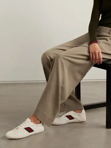 Gucci Shift Webbing And Leather-trimmed Canvas-jacquard And Suede Sneakers | Thumbnail 2 Gucci Shift Webbing And Leather-trimmed Canvas-jacquard And Suede Sneakers | Thumbnail 2