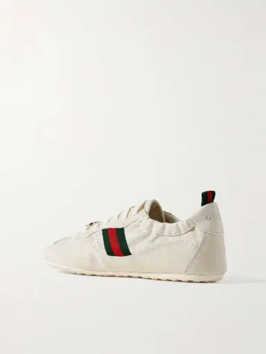 Gucci Shift Webbing And Leather-trimmed Canvas-jacquard And Suede Sneakers | Thumbnail 3 Gucci Shift Webbing And Leather-trimmed Canvas-jacquard And Suede Sneakers | Thumbnail 3