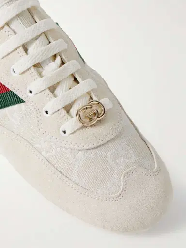 Gucci Shift Webbing And Leather-trimmed Canvas-jacquard And Suede Sneakers | Thumbnail 4 Gucci Shift Webbing And Leather-trimmed Canvas-jacquard And Suede Sneakers | Thumbnail 4