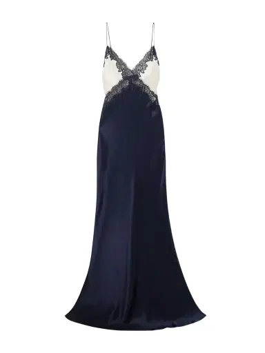 Rebecca Vallance Aumoe Lace-trimmed Silk-satin Gown | Thumbnail 1 Rebecca Vallance Aumoe Lace-trimmed Silk-satin Gown | Thumbnail 1