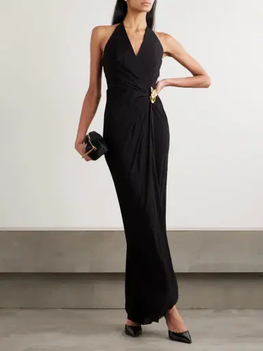 Rebecca Vallance Zaley Draped Embellished Jersey Halterneck Maxi Dress | Thumbnail 2 Rebecca Vallance Zaley Draped Embellished Jersey Halterneck Maxi Dress | Thumbnail 2