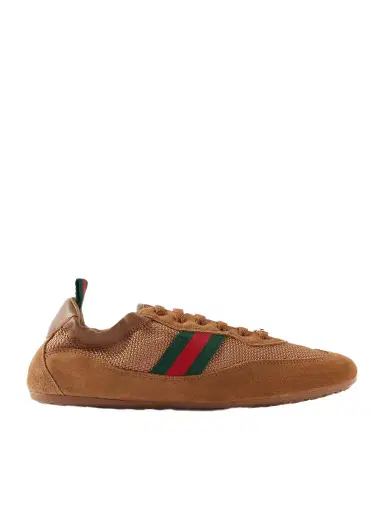 Gucci Shift Webbing And Leather-trimmed Mesh And Suede Sneakers | Thumbnail 1 Gucci Shift Webbing And Leather-trimmed Mesh And Suede Sneakers | Thumbnail 1
