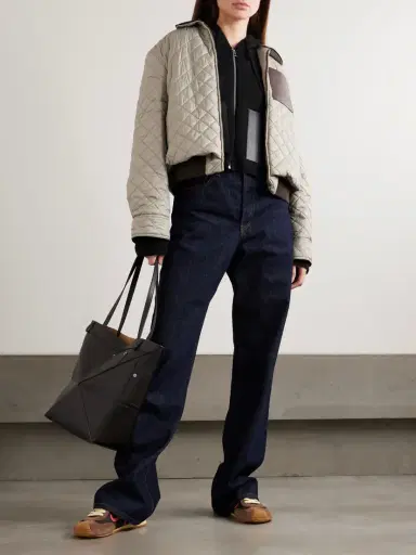 Loewe Leather-trimmed Wool-blend Hoodie | Thumbnail 2 Loewe Leather-trimmed Wool-blend Hoodie | Thumbnail 2