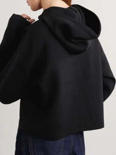 Loewe Leather-trimmed Wool-blend Hoodie | Thumbnail 4 Loewe Leather-trimmed Wool-blend Hoodie | Thumbnail 4