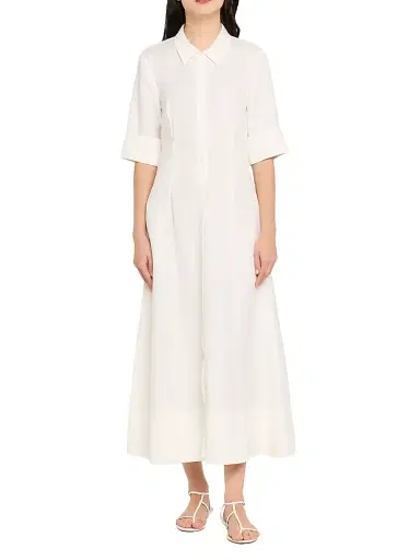 SIMKHAI Women's Claudine Linen-Blend Midi-Shirtdress - White | Thumbnail 2 SIMKHAI Women's Claudine Linen-Blend Midi-Shirtdress - White | Thumbnail 2