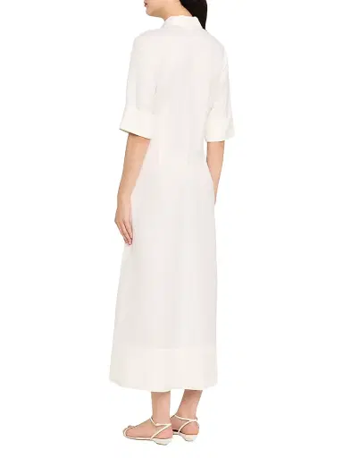 SIMKHAI Women's Claudine Linen-Blend Midi-Shirtdress - White | Thumbnail 4 SIMKHAI Women's Claudine Linen-Blend Midi-Shirtdress - White | Thumbnail 4