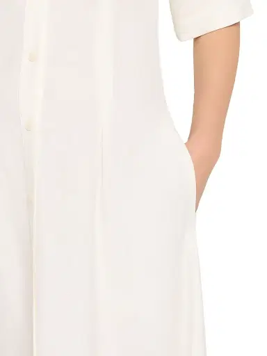 SIMKHAI Women's Claudine Linen-Blend Midi-Shirtdress - White | Thumbnail 5 SIMKHAI Women's Claudine Linen-Blend Midi-Shirtdress - White | Thumbnail 5
