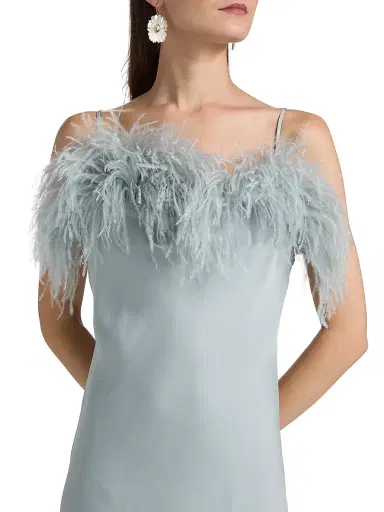 A.L.C. Women's Odette Feathered Crepe Midi-Dress - Slate Blue | Thumbnail 6 A.L.C. Women's Odette Feathered Crepe Midi-Dress - Slate Blue | Thumbnail 6