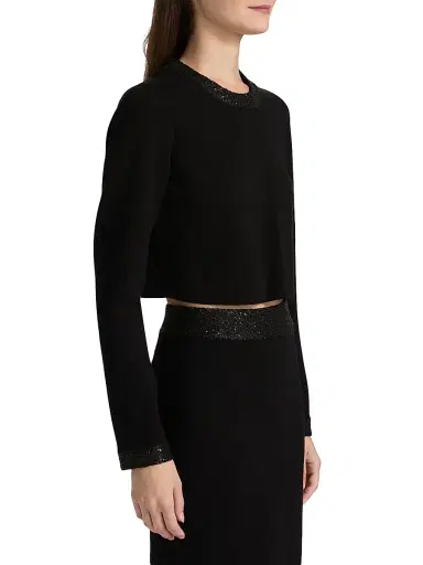 A.L.C. Women's Marley Embellished Long-Sleeve Crop Top - Black | Thumbnail 4 A.L.C. Women's Marley Embellished Long-Sleeve Crop Top - Black | Thumbnail 4