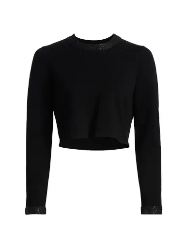 A.L.C. Women's Marley Embellished Long-Sleeve Crop Top - Black | Thumbnail 1 A.L.C. Women's Marley Embellished Long-Sleeve Crop Top - Black | Thumbnail 1