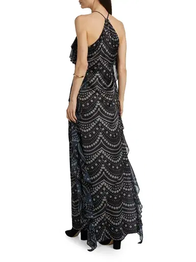 MISA Los Angeles Women's Lupita Polka Dot Chiffon Halterneck Maxi Dress - Stranded Pearls Mix | Thumbnail 5 MISA Los Angeles Women's Lupita Polka Dot Chiffon Halterneck Maxi Dress - Stranded Pearls Mix | Thumbnail 5