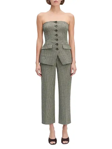Favorite Daughter Women's Phoebe Houndstooth Bustier - Grey | Thumbnail 2 Favorite Daughter Women's Phoebe Houndstooth Bustier - Grey | Thumbnail 2