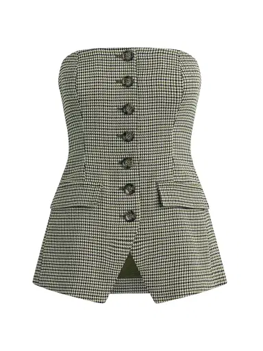 Favorite Daughter Women's Phoebe Houndstooth Bustier - Grey | Thumbnail 1 Favorite Daughter Women's Phoebe Houndstooth Bustier - Grey | Thumbnail 1