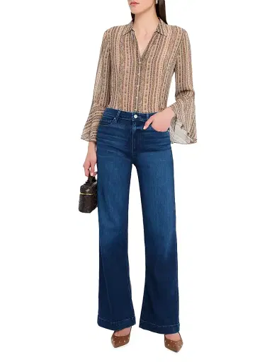PAIGE Women's Leenah Wide-Leg Jeans - Dark Blue - Size 31 | Thumbnail 2 PAIGE Women's Leenah Wide-Leg Jeans - Dark Blue - Size 31 | Thumbnail 2