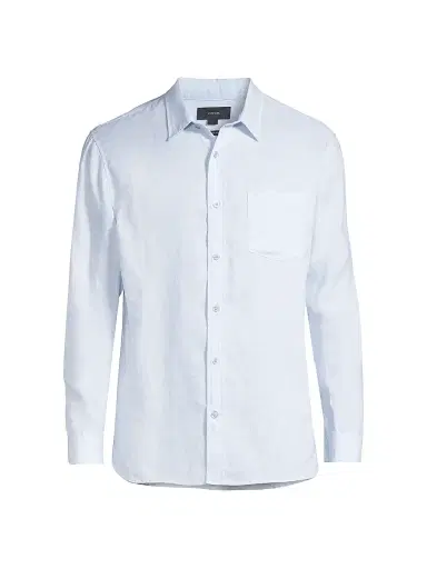Vince Men's Linen Button-Front Shirt - Glacier | Thumbnail 1 Vince Men's Linen Button-Front Shirt - Glacier | Thumbnail 1