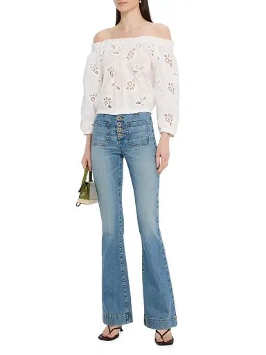 Ramy Brook Women's Cindy High-Rise Flare Jeans - Blue | Thumbnail 2 Ramy Brook Women's Cindy High-Rise Flare Jeans - Blue | Thumbnail 2
