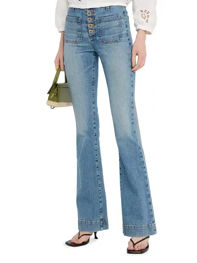 Ramy Brook Women's Cindy High-Rise Flare Jeans - Blue | Thumbnail 3 Ramy Brook Women's Cindy High-Rise Flare Jeans - Blue | Thumbnail 3