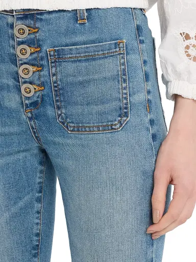 Ramy Brook Women's Cindy High-Rise Flare Jeans - Blue | Thumbnail 5 Ramy Brook Women's Cindy High-Rise Flare Jeans - Blue | Thumbnail 5