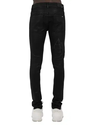 AMIRI Men's Staggered Logo Waxed Skinny Jeans | Thumbnail 3 AMIRI Men's Staggered Logo Waxed Skinny Jeans | Thumbnail 3
