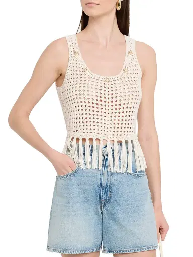 Generation Love Women's Ginger Embellished Crochet Fringe Tank - Open White | Thumbnail 3 Generation Love Women's Ginger Embellished Crochet Fringe Tank - Open White | Thumbnail 3