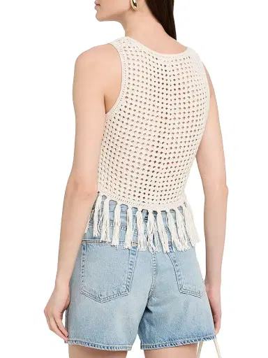 Generation Love Women's Ginger Embellished Crochet Fringe Tank - Open White | Thumbnail 4 Generation Love Women's Ginger Embellished Crochet Fringe Tank - Open White | Thumbnail 4