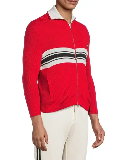 adidas Men's x Wales Bonner Striped Knit Zip Jacket - Better Scarlet | Thumbnail 4 adidas Men's x Wales Bonner Striped Knit Zip Jacket - Better Scarlet | Thumbnail 4