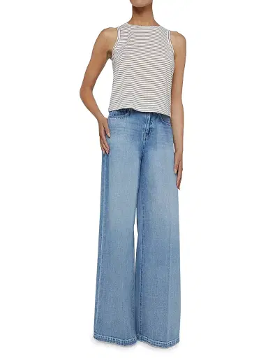 L'AGENCE Women's Mikaela Striped Tank - White Brown | Thumbnail 2 L'AGENCE Women's Mikaela Striped Tank - White Brown | Thumbnail 2