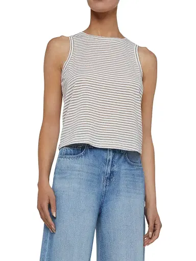 L'AGENCE Women's Mikaela Striped Tank - White Brown | Thumbnail 3 L'AGENCE Women's Mikaela Striped Tank - White Brown | Thumbnail 3