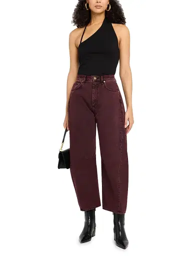 rag & bone Women's Charlie High-Rise Barrel-Leg Jeans - Brown | Thumbnail 2 rag & bone Women's Charlie High-Rise Barrel-Leg Jeans - Brown | Thumbnail 2