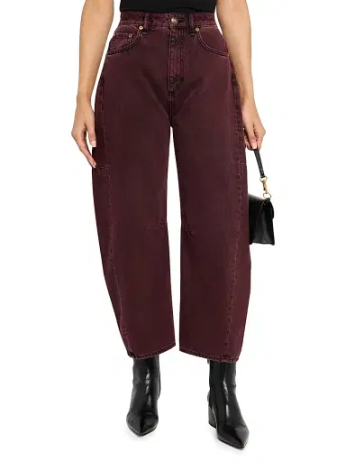 rag & bone Women's Charlie High-Rise Barrel-Leg Jeans - Brown | Thumbnail 3 rag & bone Women's Charlie High-Rise Barrel-Leg Jeans - Brown | Thumbnail 3