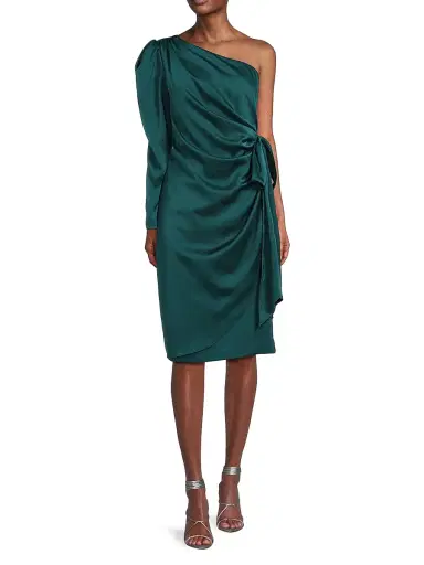 Aidan Mattox Women's One-Shoulder Satin Cocktail Dress - Green Gem | Thumbnail 2 Aidan Mattox Women's One-Shoulder Satin Cocktail Dress - Green Gem | Thumbnail 2