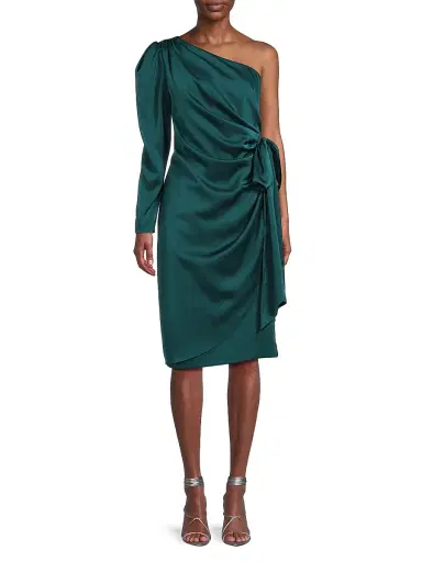 Aidan Mattox Women's One-Shoulder Satin Cocktail Dress - Green Gem | Thumbnail 3 Aidan Mattox Women's One-Shoulder Satin Cocktail Dress - Green Gem | Thumbnail 3