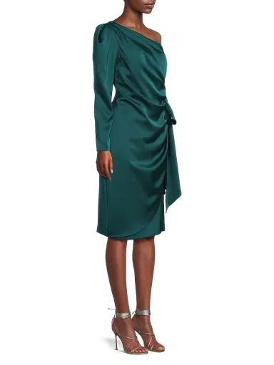 Aidan Mattox Women's One-Shoulder Satin Cocktail Dress - Green Gem | Thumbnail 4 Aidan Mattox Women's One-Shoulder Satin Cocktail Dress - Green Gem | Thumbnail 4