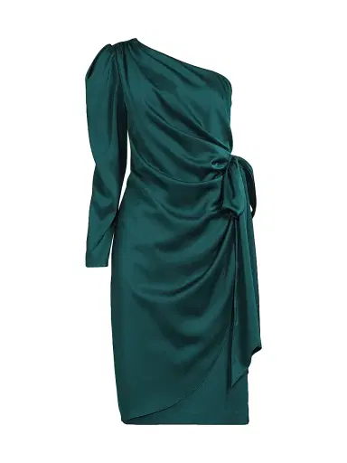 Aidan Mattox Women's One-Shoulder Satin Cocktail Dress - Green Gem | Thumbnail 1 Aidan Mattox Women's One-Shoulder Satin Cocktail Dress - Green Gem | Thumbnail 1