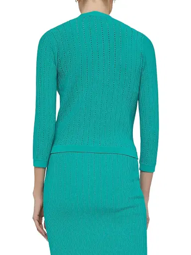 L'AGENCE Women's Irvin Pointelle-Knit Crop Cardigan - Bright Green | Thumbnail 4 L'AGENCE Women's Irvin Pointelle-Knit Crop Cardigan - Bright Green | Thumbnail 4