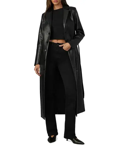 Joe's Jeans Women's The Faux Leather Long Coat - Black - Size XS | Thumbnail 2 Joe's Jeans Women's The Faux Leather Long Coat - Black - Size XS | Thumbnail 2