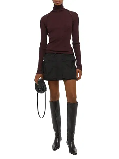 Helmut Lang Women's Layered Ribbed Sweater - Mahogany | Thumbnail 2 Helmut Lang Women's Layered Ribbed Sweater - Mahogany | Thumbnail 2