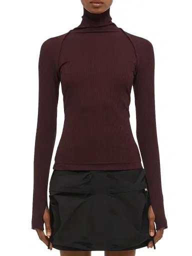 Helmut Lang Women's Layered Ribbed Sweater - Mahogany | Thumbnail 3 Helmut Lang Women's Layered Ribbed Sweater - Mahogany | Thumbnail 3