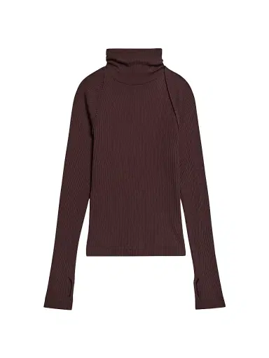 Helmut Lang Women's Layered Ribbed Sweater - Mahogany | Thumbnail 1 Helmut Lang Women's Layered Ribbed Sweater - Mahogany | Thumbnail 1