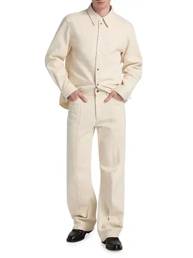 Helmut Lang Men's Ski Relaxed Fit Jeans - Ecru | Thumbnail 2 Helmut Lang Men's Ski Relaxed Fit Jeans - Ecru | Thumbnail 2