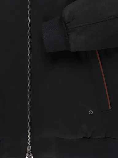 Stefano Ricci Men's Wool Hooded Bomber Jacket - Black | Thumbnail 3 Stefano Ricci Men's Wool Hooded Bomber Jacket - Black | Thumbnail 3