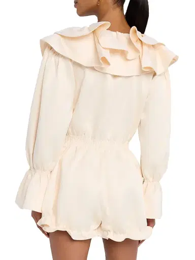 AKNVAS Women's Gemma Long-Sleeve Satin Romper - Cream | Thumbnail 4 AKNVAS Women's Gemma Long-Sleeve Satin Romper - Cream | Thumbnail 4