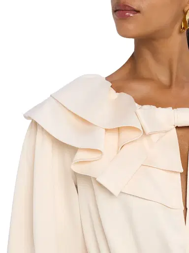 AKNVAS Women's Gemma Long-Sleeve Satin Romper - Cream | Thumbnail 5 AKNVAS Women's Gemma Long-Sleeve Satin Romper - Cream | Thumbnail 5